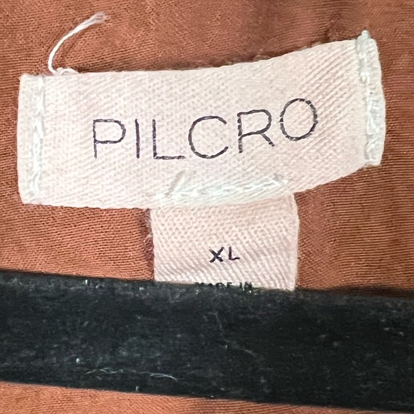 Pilcro by Anthropologie Burnt Orange Velvet Button Down Shirt XL - Picture 3 of 4